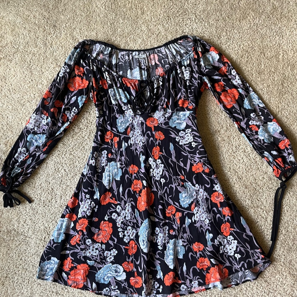 long sleeve floral mini dress